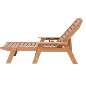 Chaise Lounge Chair, 400 lbs Weight Capacity, 6 Positions Adjustable Patio Lounge Chair, Outdoor HDPE Lounge Chair with Backrest & Cup Holder