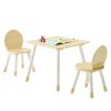 Kids Table and 2 Chairs Set, Toddler Table and Chair Set with Rounded Edge Design & Graffiti Desktop, Wooden Desk for Art, Craft, Reading, Learning