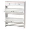 Shoe Cabinet with 2 Flip Drawers, Farmhouse Shoes Storage Cabinet with 2 Drawers and Anti-Tipping Device