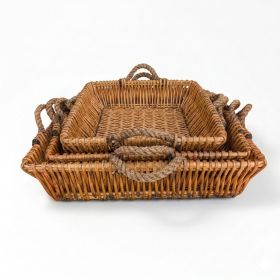 Woven Willow Home Organization Baskets â€“ Premium Set of 3 Natural Nesting Storage Bins for Bathroom Towels, Living Room Blankets, Closets