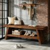 2-Tier Entryway Bench, Solid Wood Shoe Bench with Open Shelves