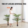 Artificial Palm Tree, 4 FT Tall Faux Plant, Secure PE Material & Anti-Tip Tilt Protection Low-Maintenance Plant