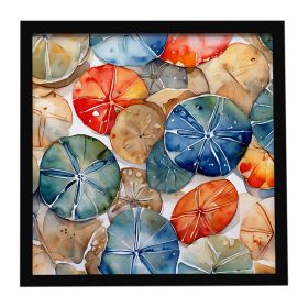 Sand Dollars Framed Metal Print Bathroom, Kitchen, Office, Home Decor Wall Art Ready to Hang, Square, 8X8