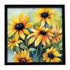 Maryland Black-Eyed Susans in Watercolor Framed Metal Print Bathroom, Kitchen, Office, Home Decor Wall Art Ready to Hang, Square, 8X8