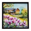 Louisiana Magnolias in Watercolor Framed Metal Print Bathroom, Kitchen, Office, Home Decor Wall Art Ready to Hang, Square, 8X8
