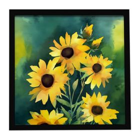 Kentucky Goldenrod in Watercolor Framed Metal Print Bathroom, Kitchen, Office, Home Decor Wall Art Ready to Hang, Square, 8X8