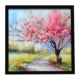 Michigan Apple Blossoms in Watercolor Framed Metal Print Bathroom, Kitchen, Office, Home Decor Wall Art Ready to Hang, Square, 8X8