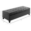 51" Large Black Storage Ottoman, Rectangular Tufted Faux Leather for Living Room, Entryway, Bedroom