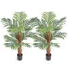 Artificial Palm Tree, 4 FT Tall Faux Plant, Secure PE Material & Anti-Tip Tilt Protection Low-Maintenance Plant