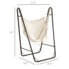 Lounge Hammock Chair with Curved Stand & Storage, Two-Tone Cream & Brown|