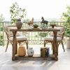 Solid Wood Console Table Narrow Sofa Entryway Table with 2-Tier Storage for Living Room