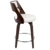 Mid-Century Modern Counter Stool with Swivel in Cherry and White Faux Leather - Set of 2