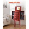 Jewelry Cabinet Armoire, Standing Wood Jewelry Storage Chest with 4 Spacious Drawers, Flip Top Mirror, 4 Top Storage Compartments, Zinc Alloy Handles