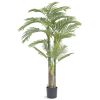 Artificial Gold Cane Palm Tree, 6.5 FT Tall Faux Plant, PE Material & Anti-Tip Tilt Protection Low-Maintenance Plant