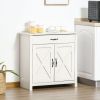 32" Farmhouse Sideboard Buffet Cabinet with Drawer, Barn Door Style Accent Cabinet Organizer for Kitchen, Living Room & Entryway, White Wash