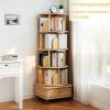 5 Tier Rotating Bookshelf, 360Â° Display Round Spinning Bookshelf with Wheels, Space-Saving, Small Space Rotating Bookshelf Tower for Bedroom