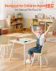 Kids Table and 2 Chairs Set, Toddler Table and Chair Set with Rounded Edge Design & Graffiti Desktop, Wooden Desk for Art, Craft, Reading, Learning