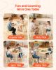 Kids Table and 2 Chairs Set, Toddler Table and Chair Set with Rounded Edge Design & Graffiti Desktop, Wooden Desk for Art, Craft, Reading, Learning