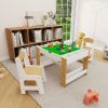 Kids 2 in 1 Play Table & 2 Chairs Set,with 7 Storage Compartments,Compatible with LEGO Building Block