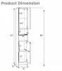 Storage cabinet with LED lights and adjustable shelves, white bathroom storage cabinet