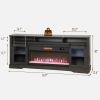 Fireplace TV Stand for TVs Up to 80 Inch, TV Console with Electric Fireplace, Open Storage and Side Cabinets, Gray