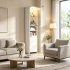 Storage cabinet with LED lights and adjustable shelves, white bathroom storage cabinet