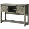 Farmhouse Entryway Table with Drawers, 46" Console Table with Sliding Barn Door, Wood Rustic Sofa Table with Adjustable Shelf for Living Room, Foyer