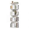 3/4/5 Tier Rotating Bookshelf, 360Â° Spinning Bookcase for Small Spaces, Vertical Corner Storage Organizer Display Rack for Bedroom Living Room, White