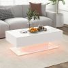 Modern LED Coffee Table with 20 Color LED Lights and 2 Storage Drawers