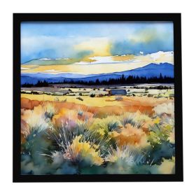 Nevada Sagebrush in Watercolor Framed Metal Print Bathroom, Kitchen, Office, Home Decor Wall Art Ready to Hang, Square, 8X8 (Default: Default)
