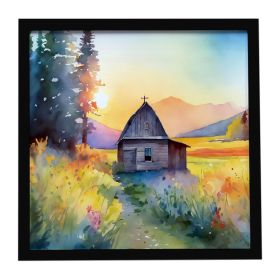 Montana Bitterroot in Watercolor Framed Metal Print Bathroom, Kitchen, Office, Home Decor Wall Art Ready to Hang, Square, 8X8 (Default: Default)