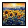 Sunflowers in Watercolor Framed Metal Print Bathroom, Kitchen, Office, Home Decor Wall Art Ready to Hang, Square, 8X8